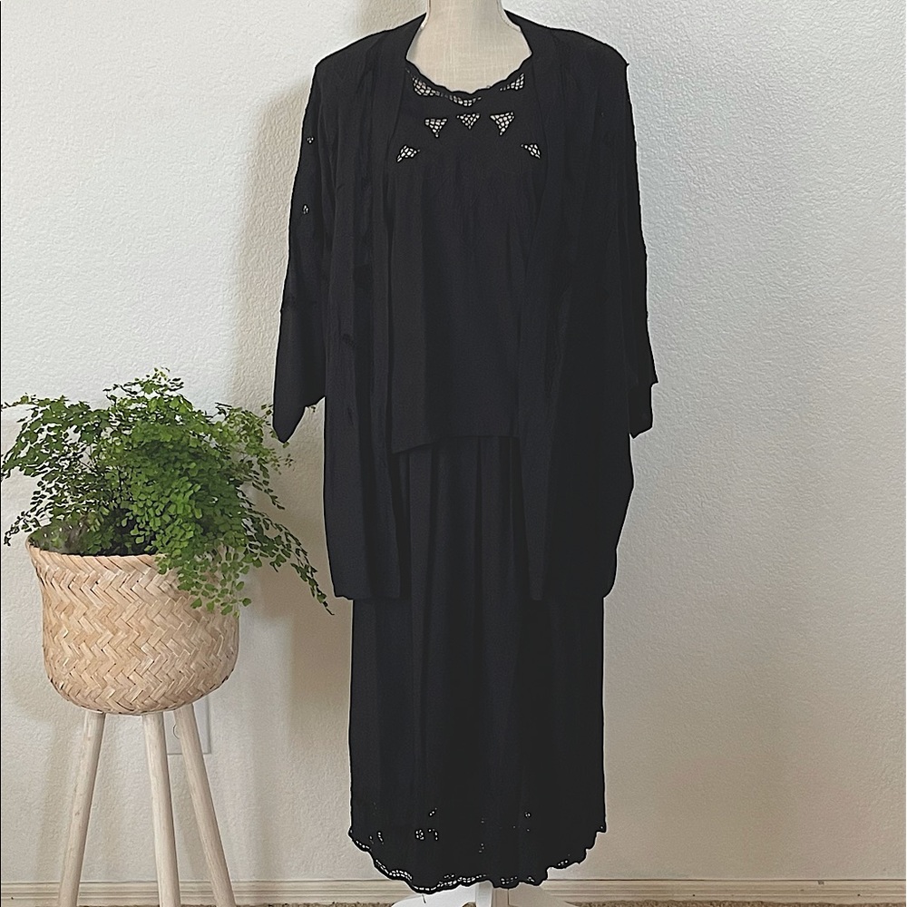 Three piece vintage black outfit ,lace detailing
